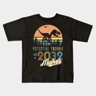 Class of 2032 Vintage Dinosaur Potential Trouble Maker Kids T-Shirt